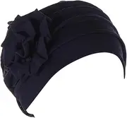 [VARDIENK] Women Turban Beanie Hat with Flower Chemo Headwear Elastic Head Wrap Cap African Pre-Tied Head Wrap Stretchy Caps
