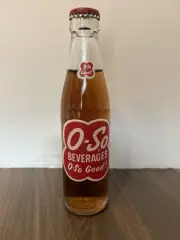 O-SO STRAWBERRY SODA BOTTLE 7oz 1963 CLEVELAND OHIO FULL POP BOTTLE