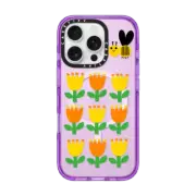 iPhone 16 Pro Impact Case MagSafe Compatible Happy Bee With Tulips by Jane Foster