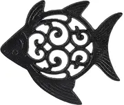 SUPVOX Cast Iron Fish Stepping Stone Stepping Stones Garden Outdoor Edging Stones Border Walkway Pathway Steps Stepping Stone Mold Paver Step Stones Retro Decor Decoration Black