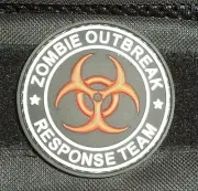 ZOMBIE OUTBREAK RESPONSE TEAM PVC PATCH - CUT & LOOP BACKING -NEW MADE ROUND 6cm