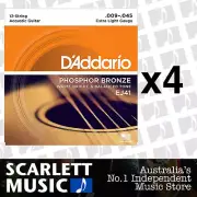 4x D'Addario EJ41 9-45 12-String Guitar Strings Daddario EJ-41 *SET OF 4 PACKS*