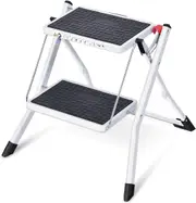 2 Step Ladder w/ Anti-Slip Pedal, Lightweight Folding Step Stool, 150kg Portable Steel