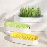 3 Pcs Cat Grass Planter, Hydroponic Cat Grass Planter,Planting Box,Soilless Culture Growing Kit, Nursery Planting Box for Indoor, (Yellow Green Blue)