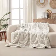 Dreamaker Basketweave Faux Fur Heated Throw Cream - 180x200cm
