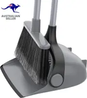 Broom and Dustpan Set with Long Handle, Upright Broom and Dustpan Combo for Floo
