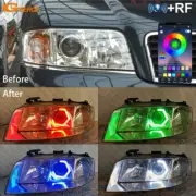 For Audi A6 C5 4B S6 Hexagon LED RGB Angel Eyes Hex Halo Rings Bluetooth APP (for: Audi)