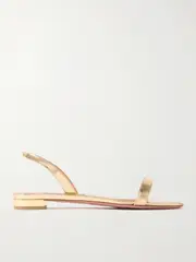 [Aquazzura] Aquazzura - So Nude Mirrored-leather Slingback Sandals - Gold - IT36 IT 36 Gold