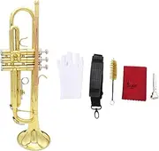 Labymos Trumpet Bb B Flat Brass Phosphor Copper quisite with Mouthpiece Cleaning Brush Glove Strap