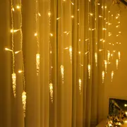 Solar Power Christmas LED Icicle Falling Rain Curtain 4m Fairy String Lights Outdoor Party