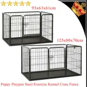 Puppy Playpen Dog Pet Cage Steel Exercise Kennel Crate Fence with bottom tray