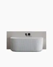 Bathroom Back to Wall Fluted Groove Bath Tub Harper 1500 Matte White