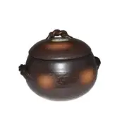 Japanese Yorozufuru-sho Brown Donabe Chestnut 3# Rice Clay Pot - Made in Japan -