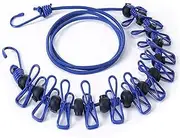 Portable Clothesline with 12 Clothespins,Travel Retractable Clothesline,Wind-Proof Clothes Drying Line for Camping Hotel Indoor & Outdoor Blue