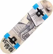 Longboard Skateboard,31"x8" Complete Skateboard for Kids and Adults Beginners,ABEC-7 Bearing,7-Layer Maple Double Kick Skateboard for Outdoors