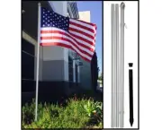 10ft White Black Silver Aluminum Outdoor Standing Flag Poles with Ground Spike