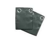 Pair of Blockout Embossed Eyelet Leaf Curtains - Charcoal