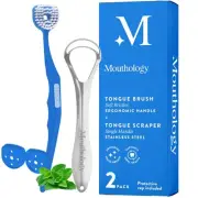 Tongue Brush & Tongue Scraper (Combo Pack), Reduce Bad Breath & Improve Oral ...