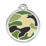 Green Camo Dog Cat Pet ID Tag Charm Personalized Red Dingo - Lifetime Guarantee