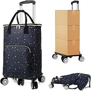 FSNEODYV Shopping Trolley， Folding Shopping Cart with 6 Wheels 35L Waterproof Bag Lightweight Metal Frame Ideal