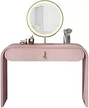 FHGDXCADCX Dressing Table, Dressing Table Desk for Bedroom Pink Dressing Table Slim Leather Top Dressing Table with Touch Screen Dimmable Illuminated Mirror and Mirror with Drawer with Lighting