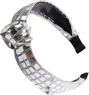 [Oxtxuzdm] Knotted Headband for Women Fashionable Sequins Hairhoop High Skull Hairband Glittering Hairhoop for Formal and Daily Use