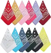 NICENEEDED Pack of 12 Assorted Bandanas Unisex Multi-Purpose Bandanas in Bulk Polyester Cowboy Headbands Square Scarf Headwear