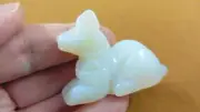 (Y-DOG-LD-716) Anubis Egyptian Dog White Opalite ice gemstone carving figurine