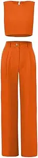 [JOFOW] Women's Summer New Solid Color Sleeveless Undershirt Top Pants Europe and The United States Plus Size Suit for
