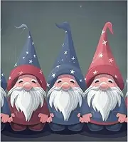 Refrigerator Magnet Cover Decorative Magnetic Dishwasher Front Door Cover Sticker for Home Kitchen Decor, 23x26 Inch American Independence Day American Matching Elements Cute Gnome Goblin Elf