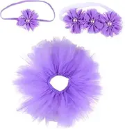 [CHILDWEET] 3-piece Set Tutu Skirt Baby Shower Present Creative Photo Props Infant Flower Dress