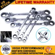 6 Double Box End Ratcheting Wrench Flex-Head Extra Long Heavy Duty Spanner Set