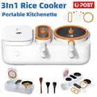 3In1 Electric Rice Cooker Frying Pan Camping RV Portable Kitchenette Soup Maker