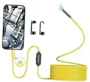 Endoscope Camera with Lights, 7mm Slim Probe Borescope Inspection Yellow