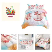 Axolotl Bedding Set for Kids Bedroom Decor,Cute Cartoon Axolotl and Colorful ...