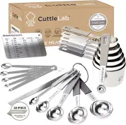 Durable Charcoal Stainless Steel Measuring Cups & Spoons - 22 Essential Pieces