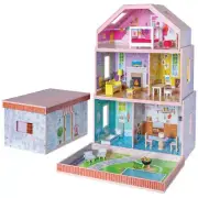 Milliard Nesting Dollhouse, Stack Mode (33x21x11.5in) & Store Mode (22x14x12in),