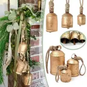 3X Vintage Christmas Cow Bells Rustic Harmony Brass Bells for Decoration