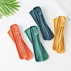 Portable Wheat Straw Dinnerware Set Wheat straw Utensil Box Cutlery Set Travel
