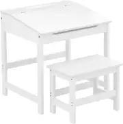 Housewares White Childrens Table and Chair Set Hinge Lid Childrens Desk and C...