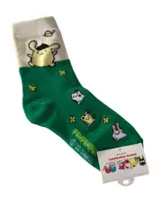 Sanrio Cartoon, Hello Kitty & Friends - PomPompurin - Women/Teen Socks, Green