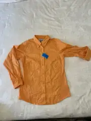 New Columbia Switchback Womens Orange Outdoors Button Down Shirt Size Small NWT