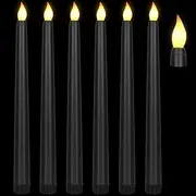 [KOABY] 6 Pack Flameless Plastic Taper Candles, Without Remote or Timer, Flickering Light, for Decor(6 Pack, Black, Without Remote or Timer)