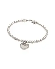 Heart Silver 0.10 ct. tw. Diamond Bangle Bracelet