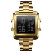 Vintage Gold Steel Square Watch - Waterproof & Luminous