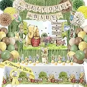 Winnie the Pooh Baby Shower Decorations – Balloons, Backdrop, Welcome Baby Banner, Tablecloth, Cake Toppers, Pompoms, Sash & More – Classic Pooh Baby Shower Theme Party Decor