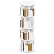 Advwin 4 Tiers Bookshelf Rotating Corner Bookcase Cabinet Revolving Display Stand Rack White