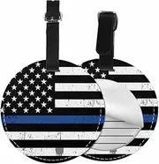 Richugui Luggage Tags Leather Round Flag Privacy Screen for Suitcase Luggage Tags Luggage Labels with Adjustable Strap Travel 2 Pack