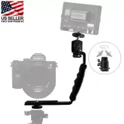 Camera Flash bracket Ballhead L Mounts Dual Cold Shoe Mount 1/4" Tripod Screw