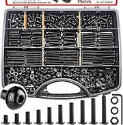Twidec/633PCS M6 Bolt Assortment Kit M6x10/12/14/16/20/25/30/35/40/45mm 12.9 Grade Button Head Hex Socket Cap Screws Metric Bolts Nuts Washer Assortment Kit Black Alloy Steel N-103-633PCS